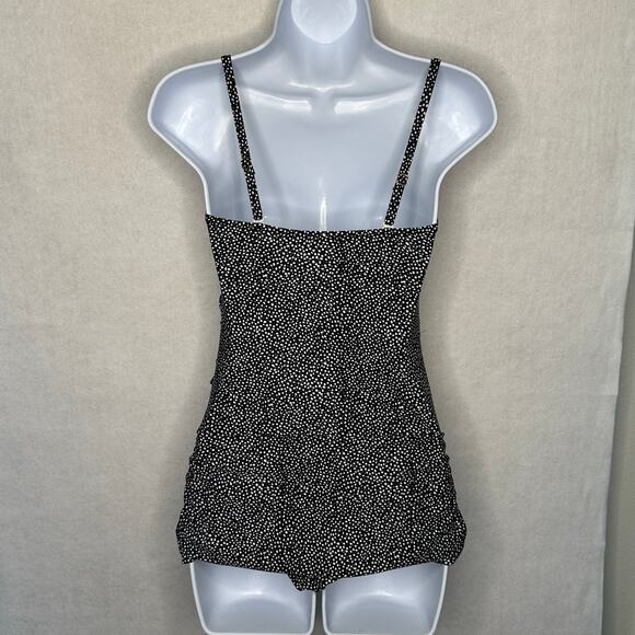 NWOT Shore Shapes Black Micro Polka Dot Ruched Swimdress Tankini Set – Size 8 - Picture 6 of 10